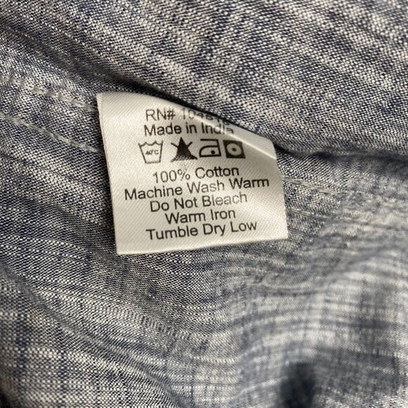 PD & C Short Men's 2X Sleeve Button Down Polo Shirt Dark Gray Denim 100% Cotton - Picture 9 of 12